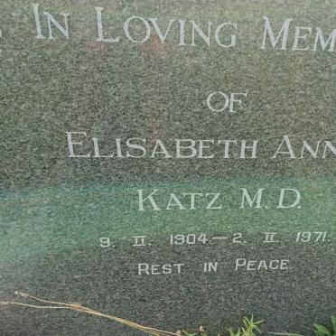 KATZ Elisabeth Anna 1904-1971
