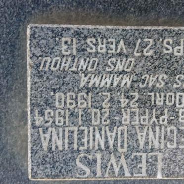 LEWIS Regina Danielina nee PYPER 1954-1990