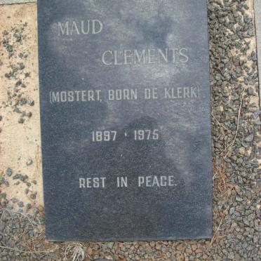 CLEMENTS Maud formerly MOSTERT nee DE KLERK 1897-1975