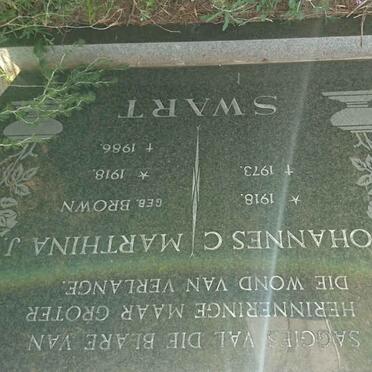 SWART Johannes C. 1918-1973 &amp; Marthina J. BROWN 1918-1986
