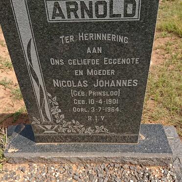 ARNOLD Nicolas Johannes nee PRINSLOO 1901-1964