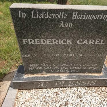 PLESSIS Frederick Carel, du 1947-2002