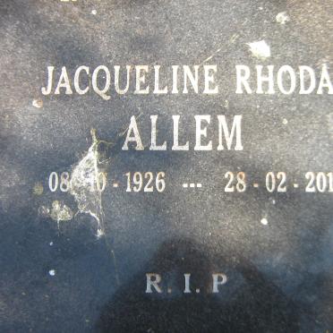 ALLEM Fardel Daniel 1923-1998 &amp; Jacqueline Rhoda 1926-2010