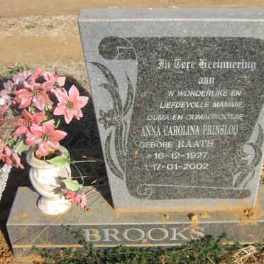 BROOKS Anna Carolina Prinsloo nee RAATH 1927-2002