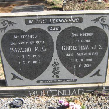 BUITENDAG Barend M.G. 1918-1986 &amp; Christina J.S. VERMEULEN 1918-2014
