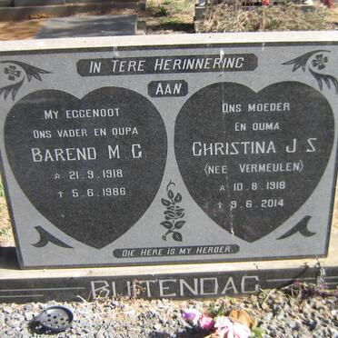 BUITENDAG Barend M.G. 1918-1986 &amp; Christina J.S. VERMEULEN 1918-2014