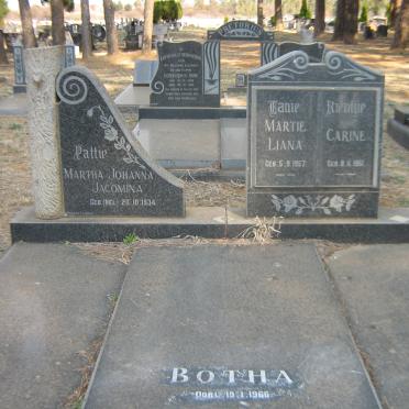 BOTHA Martha Johanna Jacomina nee NEL 1934-1966 :: BOTHA Martie Liana 1957-1966 :: BOTHA Carine 1961-1966