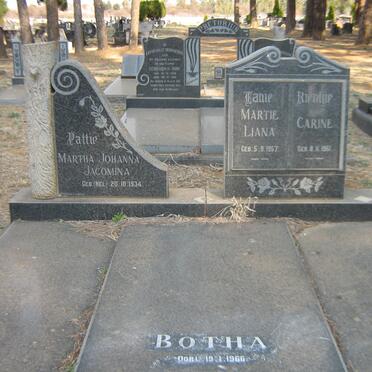 BOTHA Martha Johanna Jacomina nee NEL 1934-1966 :: BOTHA Martie Liana 1957-1966 :: BOTHA Carine 1961-1966