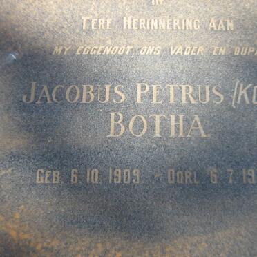 BOTHA Jacobus Petrus 1909-1974