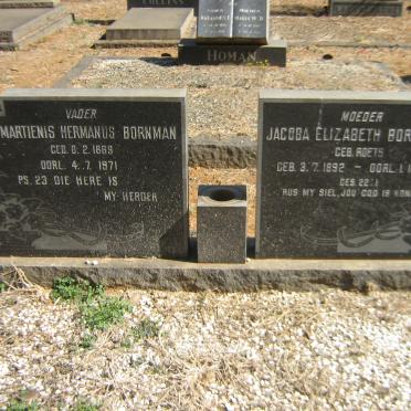 BORNMAN Martienis Hermanus 1889-1971 &amp; Jacoba Elizabeth ROETS 1892-1970