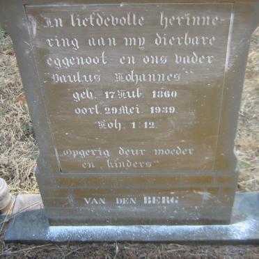 BERG Paulus Johannes, van den 1860-1939