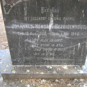 BEZUIDENHOUT Johannes Hendrik 1902-1945 &amp; Elizabeth Johanna 1902-1976