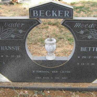 BECKER Hansie 1933- &amp; Bettie 1939-1991