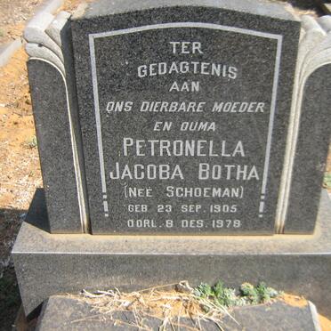 BOTHA Petronella Jacoba nee SCHOEMAN 1905-1978