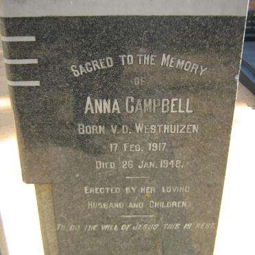CAMPBELL Anna nee V.D. WESTHUIZEN 1917-1948