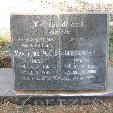 COETZEE Marthinus W.C.B. 1914-1992 &amp; Gertruida F. 1916-2005