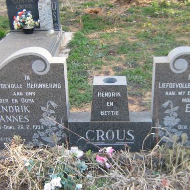 CROUS Hendrik Johannes 1905-1994 &amp; Elizabeth H.O.D. 1906-1990