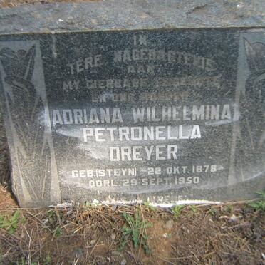 DREYER Adriana Wilhelmina Petronella nee STEYN 1878-1950