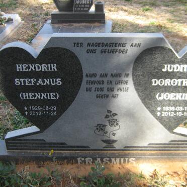 ERASMUS Hendrik Stefanus 1929-2012 &amp; Judith Dorothea 1936-2012