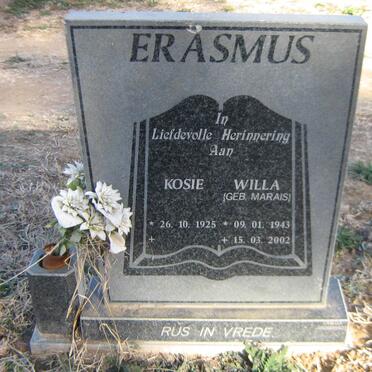 ERASMUS Kosie 1925- &amp; Willa MARAIS 1943-2002