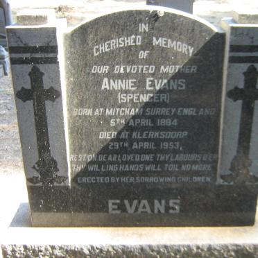 EVANS Annie nee SPENCER 1884-1953
