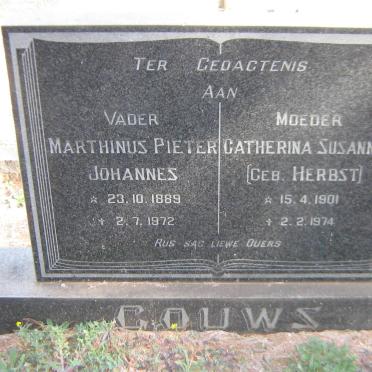 GOUWS Marthinus Pieter Johannes 1889-1972 &amp; Catherina Susanna nee HERBST 1901-1974