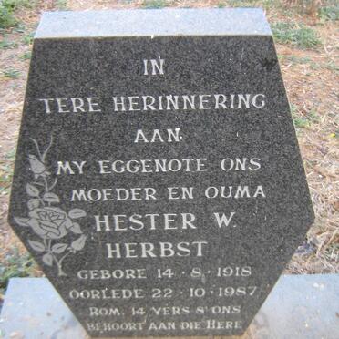 HERBST Hester W. 1918-1987