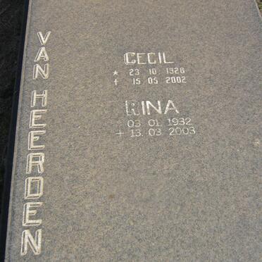HEERDEN Cecil, van 1928-2002 &amp; Rina 1932-2003
