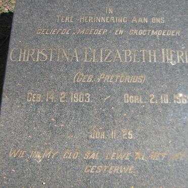 HERBST Christina Elizabeth nee PRETORIUS 1903-1969