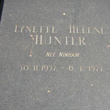 HUNTER Lynette Helene nee NINHAM 1937-1977