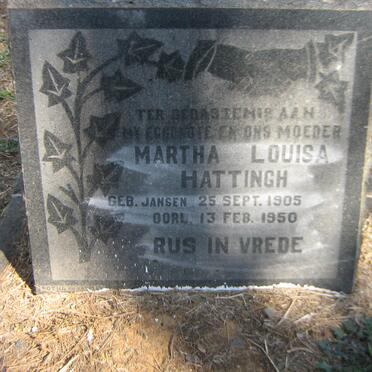 HATTINGH Martha Louisa nee JANSEN 1905-1950