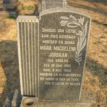 JORDAAN Maria Magdalena nee VOSLOO 1893-1962