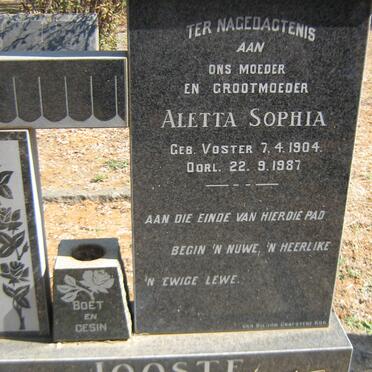 JOOSTE Charles 1899-1958 &amp; Aletta Sophia nee VOSTER 1904-1987