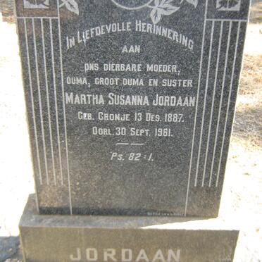 JORDAAN Martha Susanna nee CRONJE 1887-1961