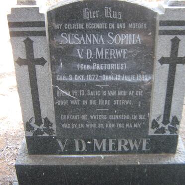 MERWE Susanna Sophia, v.d. nee PRETORIUS 1877-1945