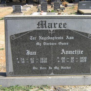 MAREE Jan 1920-1996 &amp; Annetjie 1930-1978