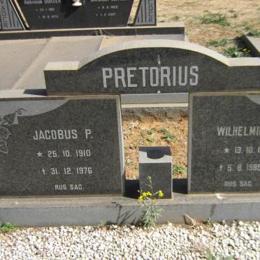 PRETORIUS Jacobus P. 1910-1976 &amp; Wilhelmina J. 1919-1985