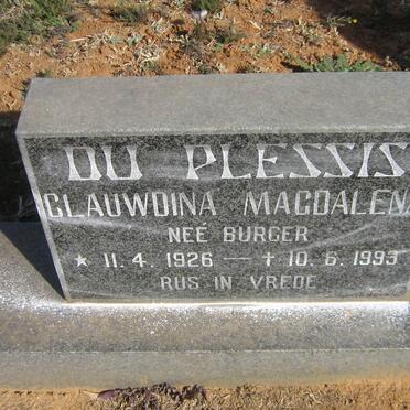 PLESSIS Glauwdina Magdalena, du nee BURGER 1926-1993