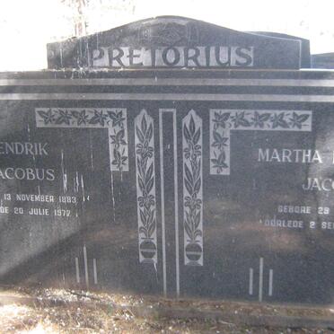 PRETORIUS Hendrik Jacobus 1883-1977 &amp; Martha Francina Jacoba 1889-1968