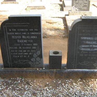RADEMEYER Stefanus Cornelius 189?-1957 &amp; Hester Wilhelmina 1903-1983