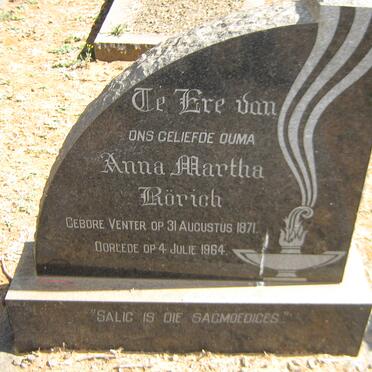 RORICH Anna Martha nee VENTER 1871-1964