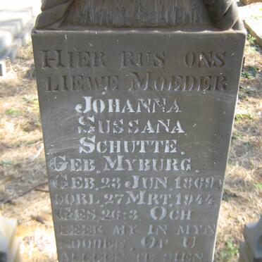 SCHUTTE Johanna Sussana nee MYBURG 1869-1944