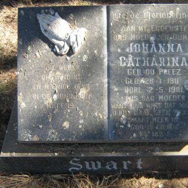 SWART Johanna Catharina nee DU PREEZ 1911-1981