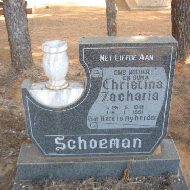 SCHOEMAN Christina Zacharia 1918-1991