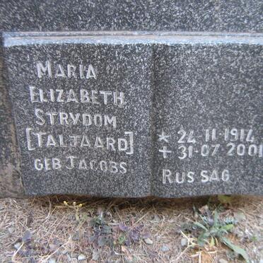 STRYDOM Maria Elizabeth voorheen TALJAARD nee JACOBS 1914-2001