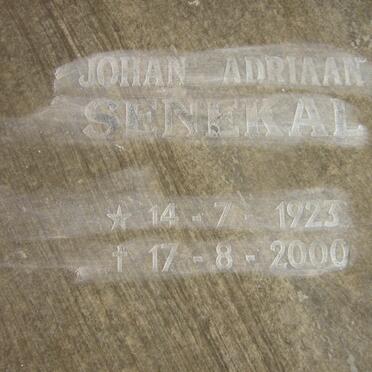 SENEKAL Johan Adriaan 1923-2000