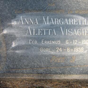 VISAGIE Anna Margaretha Aletta nee ERASMUS 1900-1958