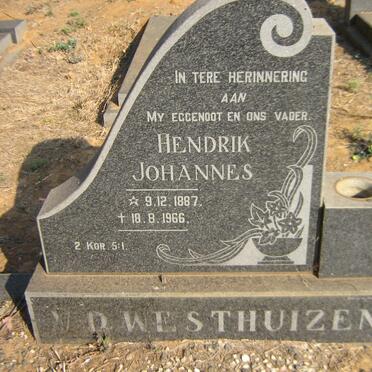 WESTHUIZEN Hendrik Johannes, v.d. 1887-1966
