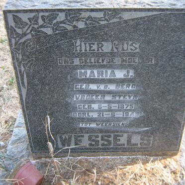 WESSELS Maria J. voorheen STEYN nee V.D. BERG 1875-1949