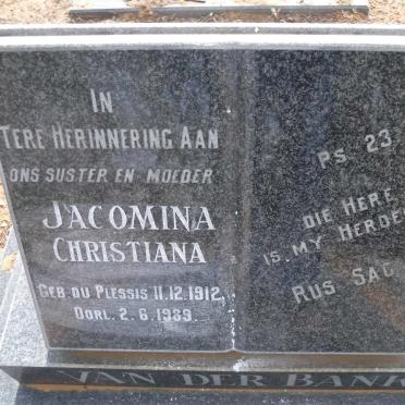 BANK Jacomina Christiana, van der nee DU PLESSIS 1912-1989